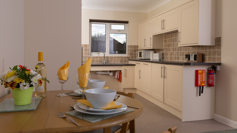 The open plan kitchen and dining area in Little Bench