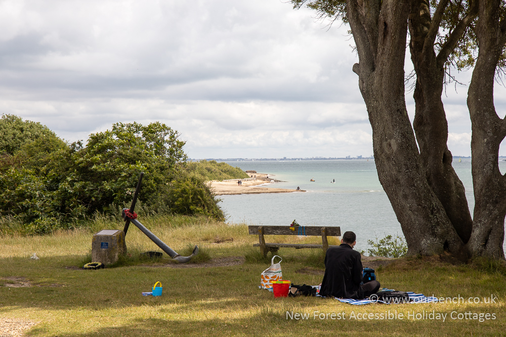Boardwalk running parallel to the shore at Lepe Country Park