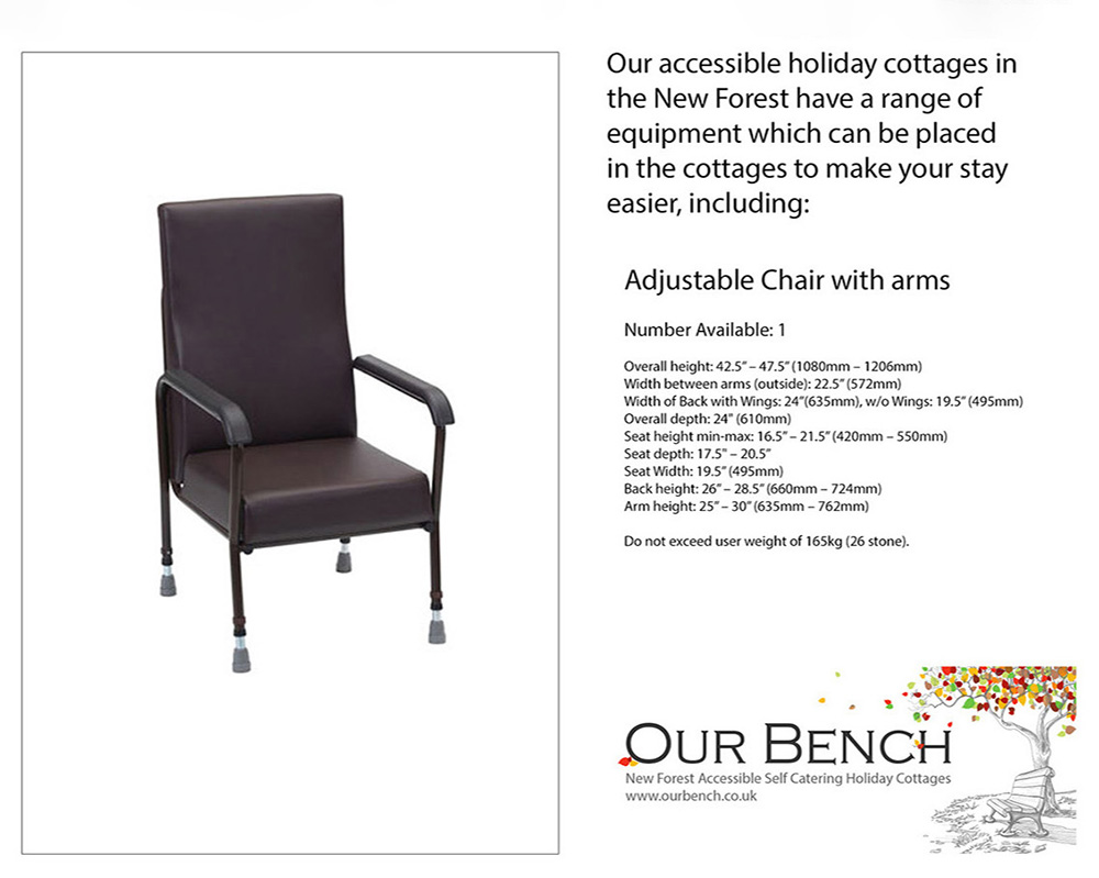 Height-adjustable chair with arms