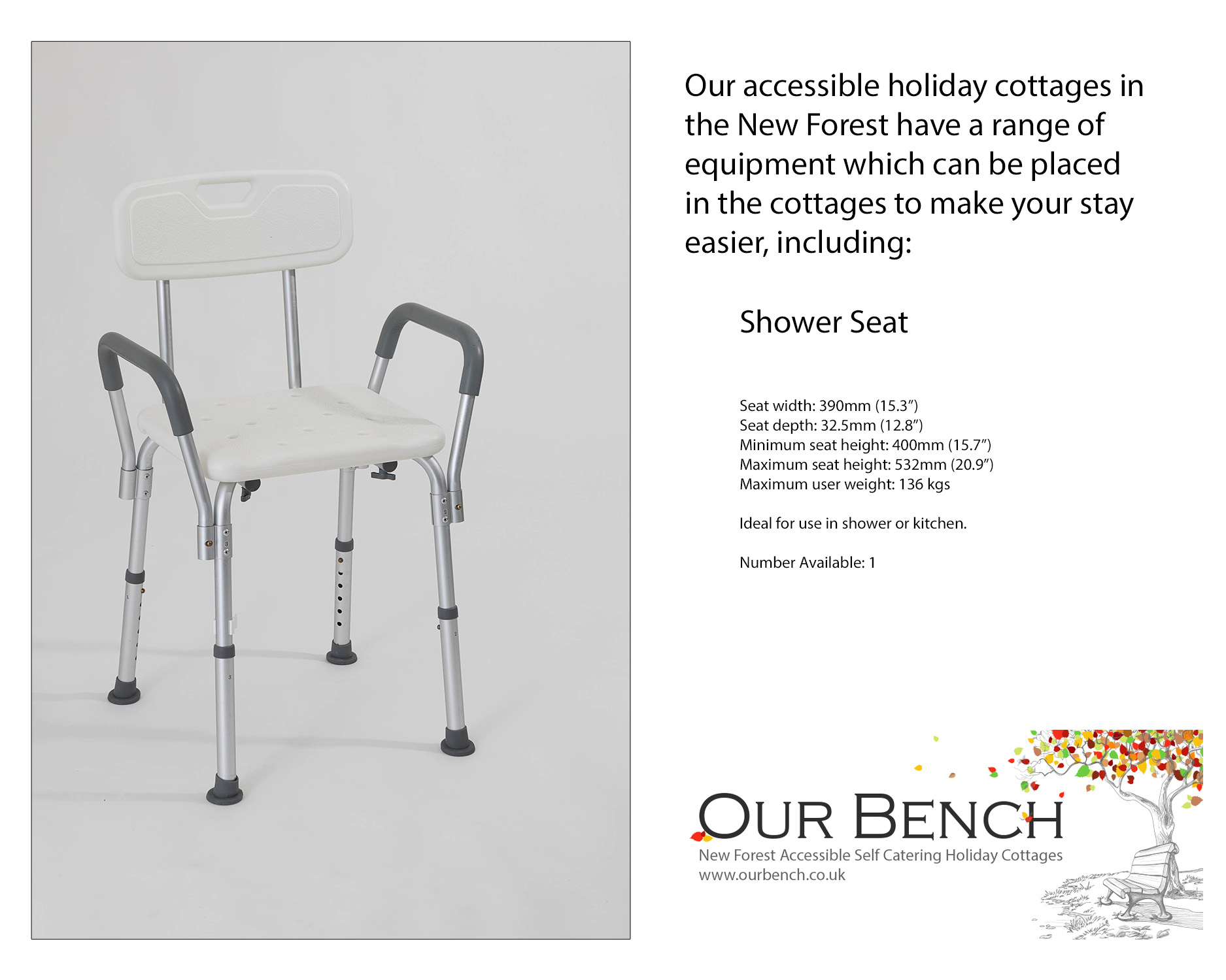 Shower seat with back