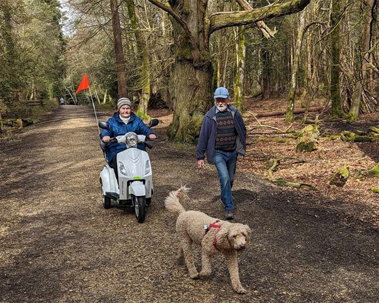 Scooter and a walker in the New Forest