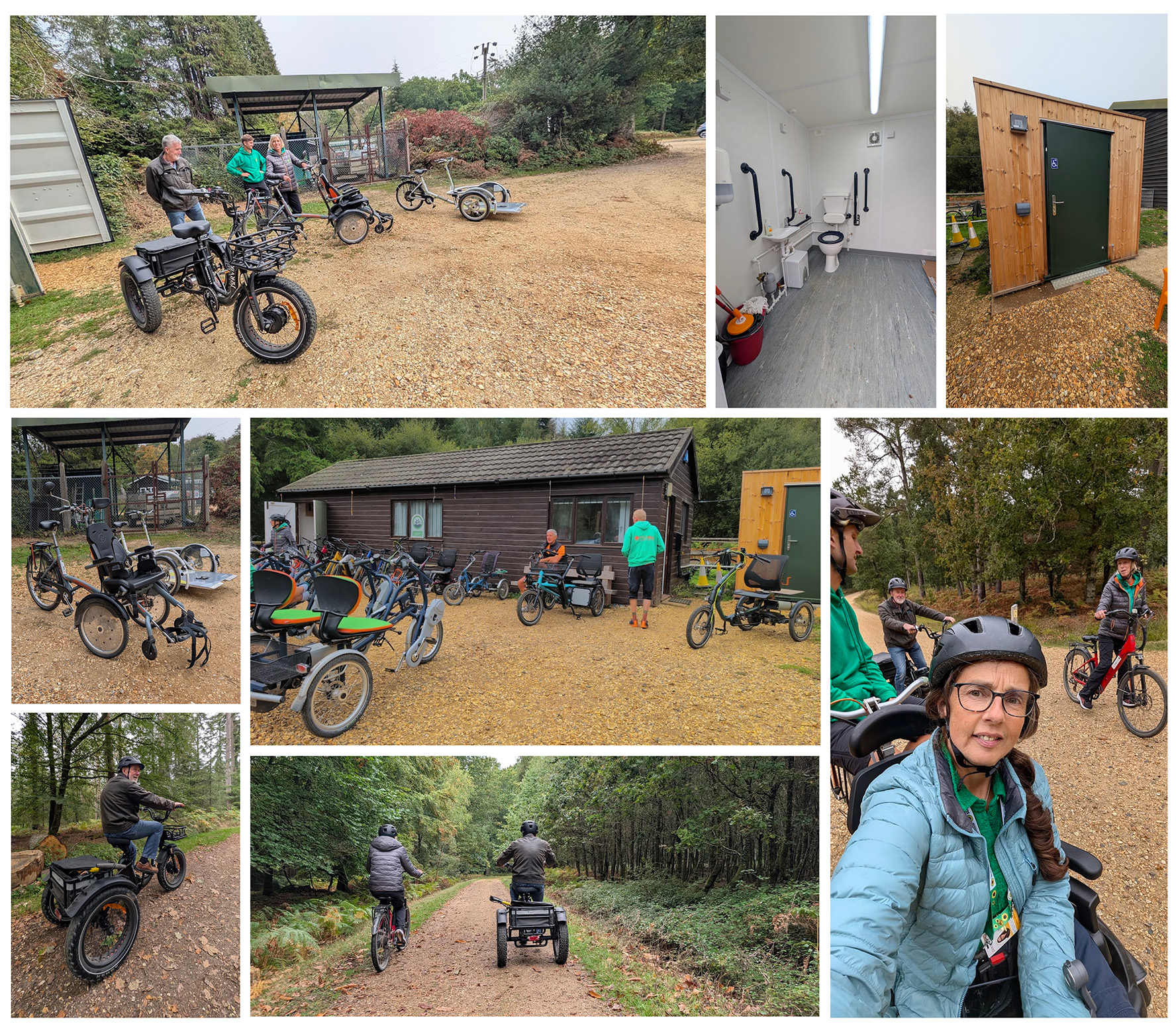 Photos of PEDALL's Burley Yard including the toilet, bikes and staff