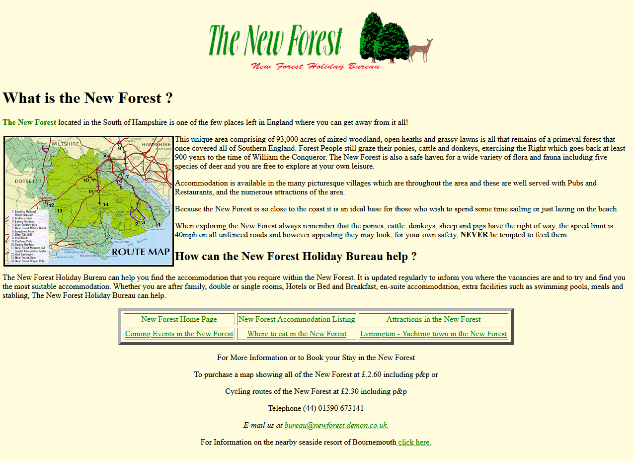 Helen Renouf's original New Forest tourism website from May 1998