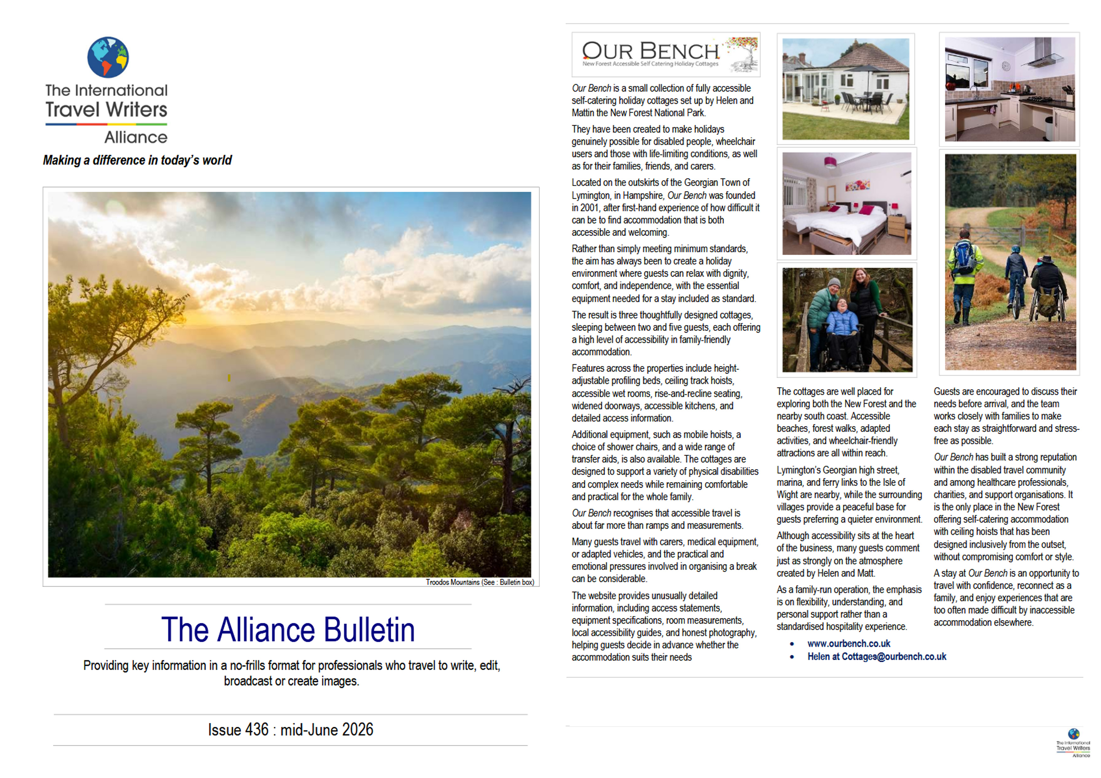 The International Travel Writers feature on Our Bench.