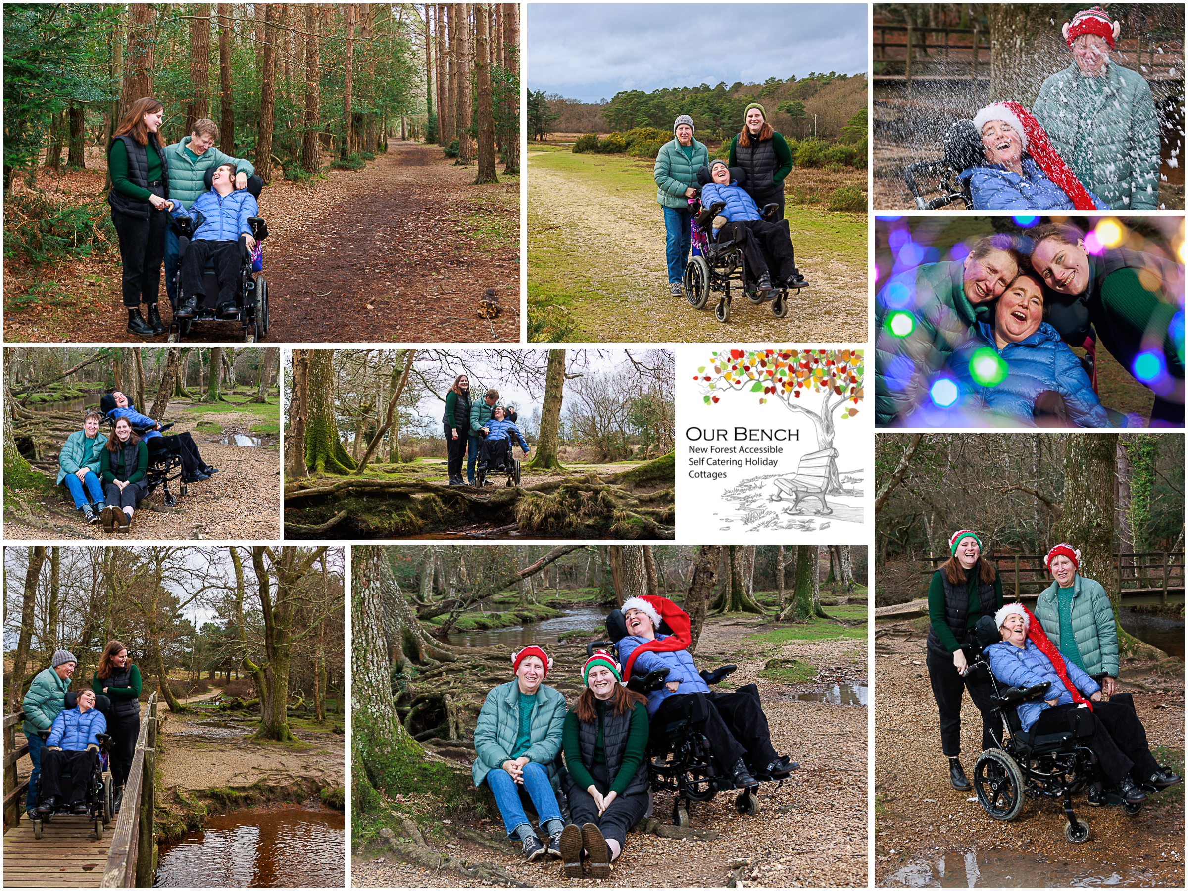 A family enjoying time outdoors during their stay in the New Forest at Christmas